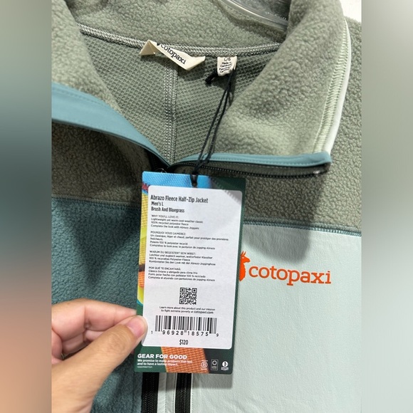 Cotopaxi Men’s Large Abrazo Half-Zip Fleece Jacket Blue Cream Brush NWT - Picture 5 of 7